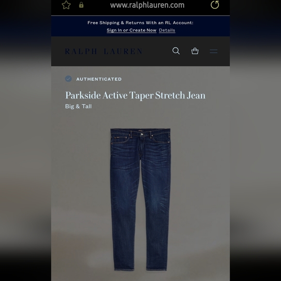 Polo Ralph Lauren Parkside Active Taper Stretch Jeans size 44/32 zip fly - Picture 14 of 14